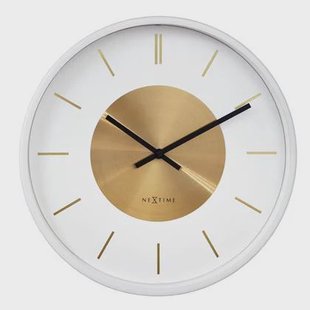 NeXtime - Wandklok 25cm - Stil - Wit|Goud - Metaal - NeXtime &apos;Retro