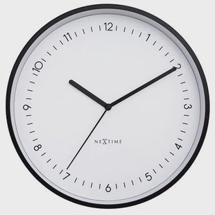 NeXtime - Wandklok 30cm - Stil - Zwart|Wit - Aluminium - NeXtime