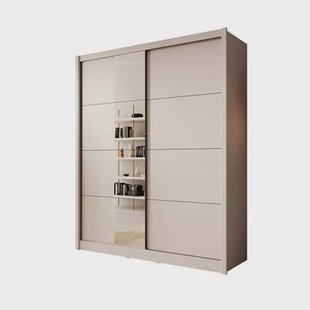 Meubella - Kledingkast Azul - Beige - 180 cm - Met spiegel