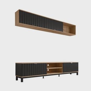 Meubella Wandmeubel Mansell - Zwart - 218 cm Meubella Wandmeubel Mansell - Zwart - 218 cm