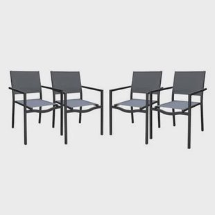 sweeek - Aluminium en textilene stapelbare tuinstoel (set van 4)