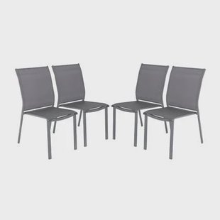 sweeek - Stapelbare tuinstoel van aluminium en textileen (Set van 4) sweeek - Stapelbare tuinstoel van aluminium en textileen (Set van 4)