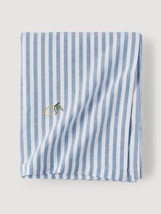 Gestreept tafelkleed Melony met geborduurde motieven