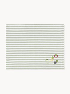 Gestreepte placemats Melony met geborduurde motieven, 2 stuks