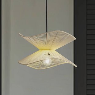 Lindby buiten hanglamp Valdorin, beige, katoen, Ø 40cm