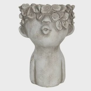 Clayre & Eef Bloempot 11x11x18 cm Grijs Steen Bloempot binnen Clayre & Eef Bloempot 11x11x18 cm Grijs Steen Bloempot binnen