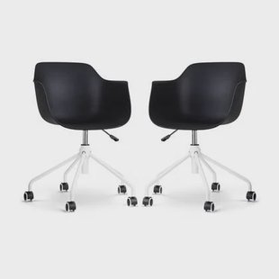 Nolon Nout-Puk Bureaustoelen Set van 2 - Zwart - Wit Onderstel