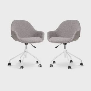 Nolon Nout-Mae Bureaustoelen Set van 2 - Bouclé Taupe - Wit