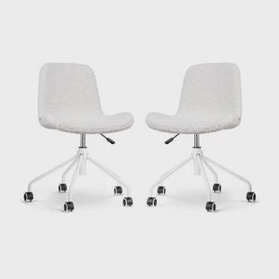 Nolon Nout-Fé Bureaustoelen Set van 2 - Teddy Wit - Wit Onderstel Nolon Nout-Fé Bureaustoelen Set van 2 - Teddy Wit - Wit Onderstel