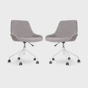 Nolon Nout-Isa Bureaustoelen Set van 2 - Bouclé Taupe - Wit Nolon Nout-Isa Bureaustoelen Set van 2 - Bouclé Taupe - Wit