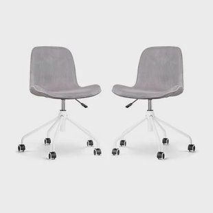 Nolon Nout-Fé Bureaustoelen Set van 2 - Rib Crème - Zwart Onderstel