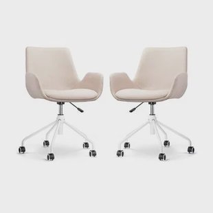 Nolon Nout-Eef Bureaustoelen Set van 2 - Beige - Wit Onderstel Nolon Nout-Eef Bureaustoelen Set van 2 - Beige - Wit Onderstel