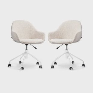 Nolon Nout-Mae Bureaustoelen Set van 2 - Bouclé Beige - Wit