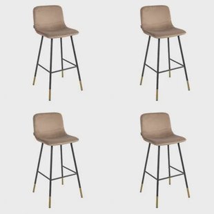 Bronx71 Velvet barkruk Mikky taupe 68 - 79 cm - Barkrukken set van 4