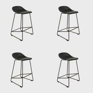 Livin24 Scandinavische Barkruk Ellen zwart 66cm - Barkrukken set van 4