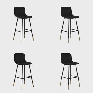 Bronx71 Velvet barkruk Mikky zwart 68 - 79 cm - Barkrukken set van 4