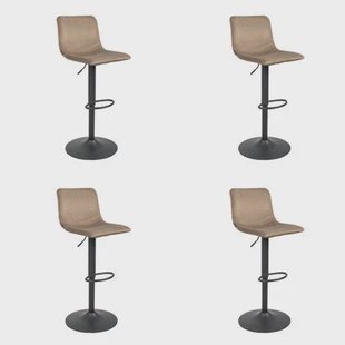 Bronx71 Velvet barkruk Frenkie taupe 59-76 cm - Barkrukken set van 4