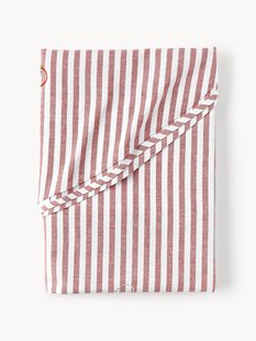 Gestreept rond tafelkleed Melony met geborduurde motieven