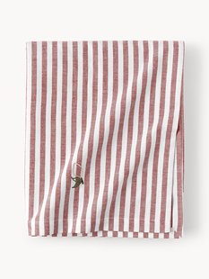 Gestreept tafelkleed Melony met geborduurde motieven