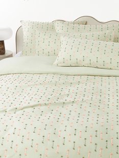 Katoenen dekbedovertrek Lenja met getuft franjes