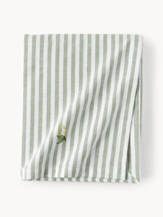 Gestreept tafelkleed Melony met geborduurde motieven