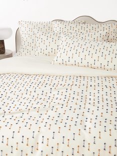 Katoenen dekbedovertrek Lenja met getuft franjes