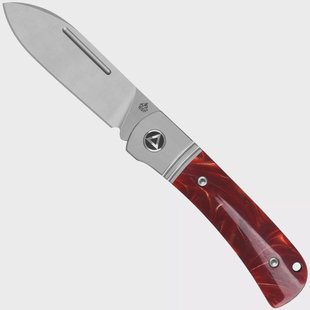 QSP Knife Hedgehog Spear Point 142SP-C, Satin 14C28N, Red Resin, slipjoint zakmes