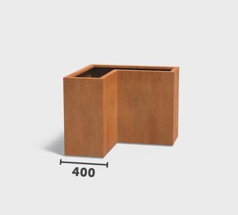 Cortenstaal plantenbak CARREZ L-vorm 100x100x80cm.