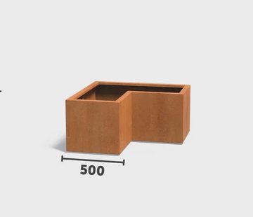 Cortenstaal plantenbak CARREZ L-vorm 100x100x50cm.