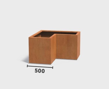 Cortenstaal plantenbak CARREZ L-vorm 100x100x60cm.