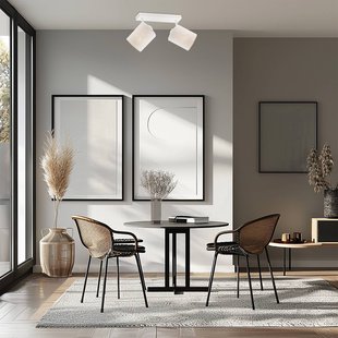 Argon Plafondlamp Suerte, crèmewit, linnen textiel, 2-lamps