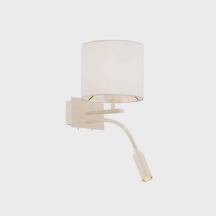 Argon Bilo wandlamp, beige, textiel, 2-lamps, leeslampje