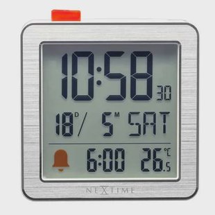 NeXtime - Digitale Tafelwekker 6x6,4x2,1 cm - RCC - temperatuur - Wit