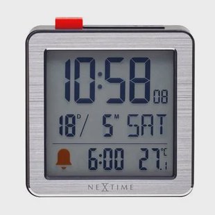 NeXtime - Digitale Tafelwekker 6x6,4x2,1 cm - RCC - temperatuur -