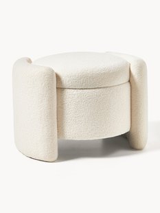 Teddy beklede poef Benji met opbergruimte