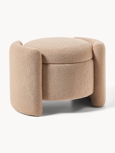 Teddy beklede poef Benji met opbergruimte