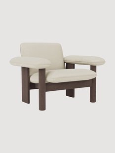 Wollen loungefauteuil Brasilia van eikenhout