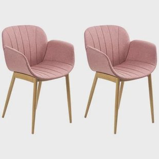 Beliani - ALICE - Eetkamerstoel set van 2 - Roze - Polyester Beliani - ALICE - Eetkamerstoel set van 2 - Roze - Polyester