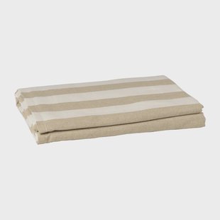 Tafelkleed gestreept groot - wit/beige - 145x320 cm