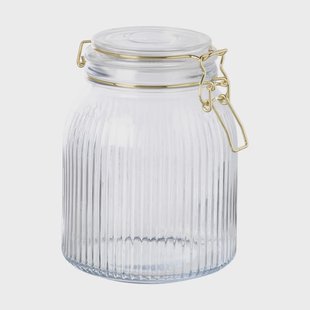 Weckpot ribbel met gouden deksel - 1.2 liter