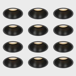 QAZQA Set van 12 inbouwspots zwart GU10 50mm IP44 - Dept