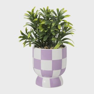 Kunstplantje geblokt - lila - ø8x17 cm