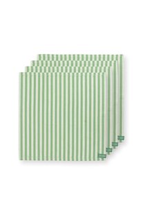 Pip Studio Set/4 Servetten Strepen Licht Groen