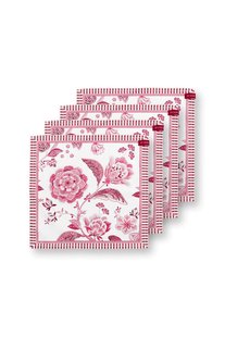 Pip Studio Set/4 Servetten Royal Regal Flower Rood
