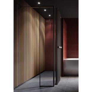 Glaspaneel Riho Define Incl. H-Profiel en Hoekprofiel 40x200 cm Mat Koper