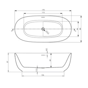 Vrijstaand Ligbad Riho Phatos Free 170x80x57 cm Incl. Pop Up Waste, Sifon en Afvoer Stone Grey