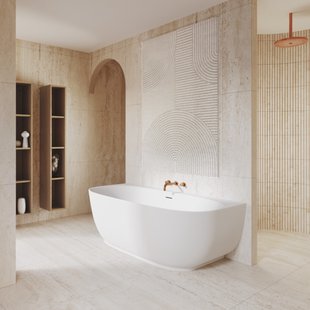 Half Vrijstaand Ligbad Riho Phatos B2W 170x80x57 cm Incl. Pop Up Waste, Sifon en Afvoer Mat Wit