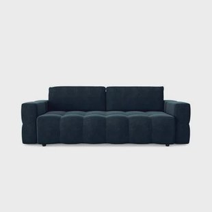 Pauwblauw fluwelen walnoten 4-zits slaapbank in kist