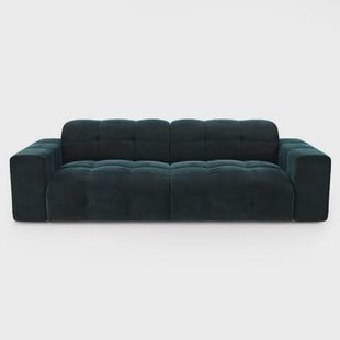 4-zits bank pauwblauw fluweel 230cm