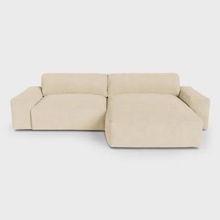 Crème ribfluweel rechter hoekbank 310cm